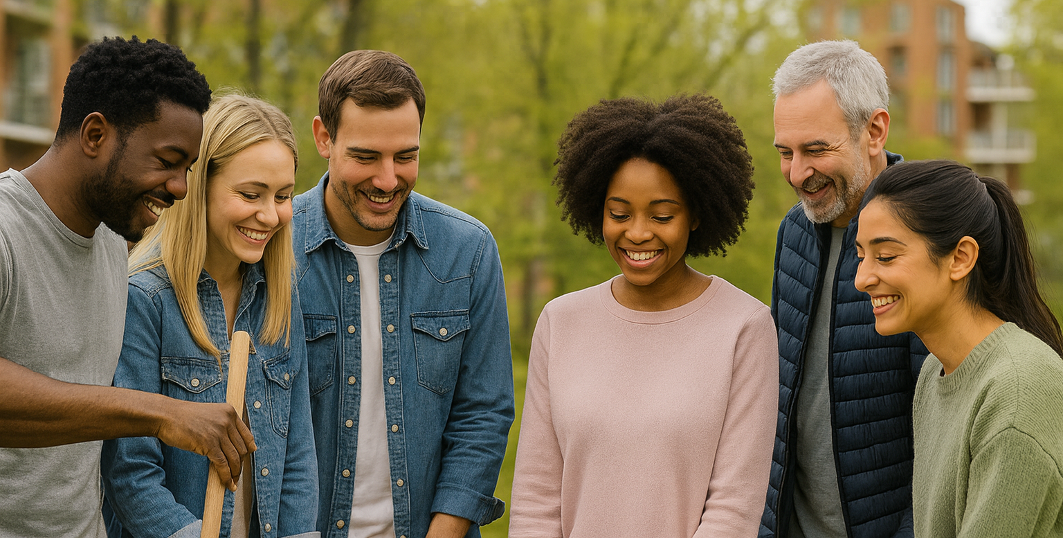 Community members working together