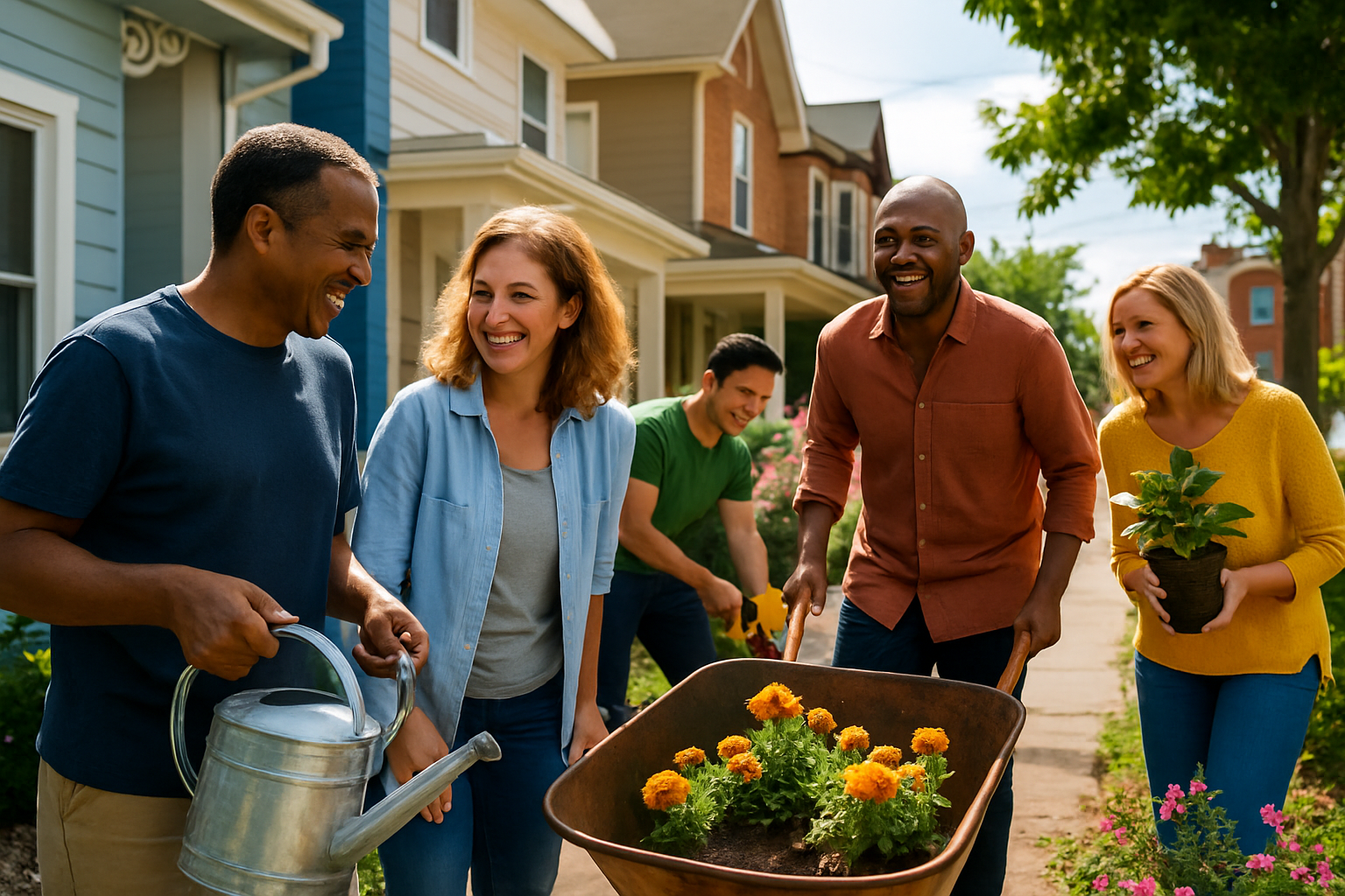 Community members working together